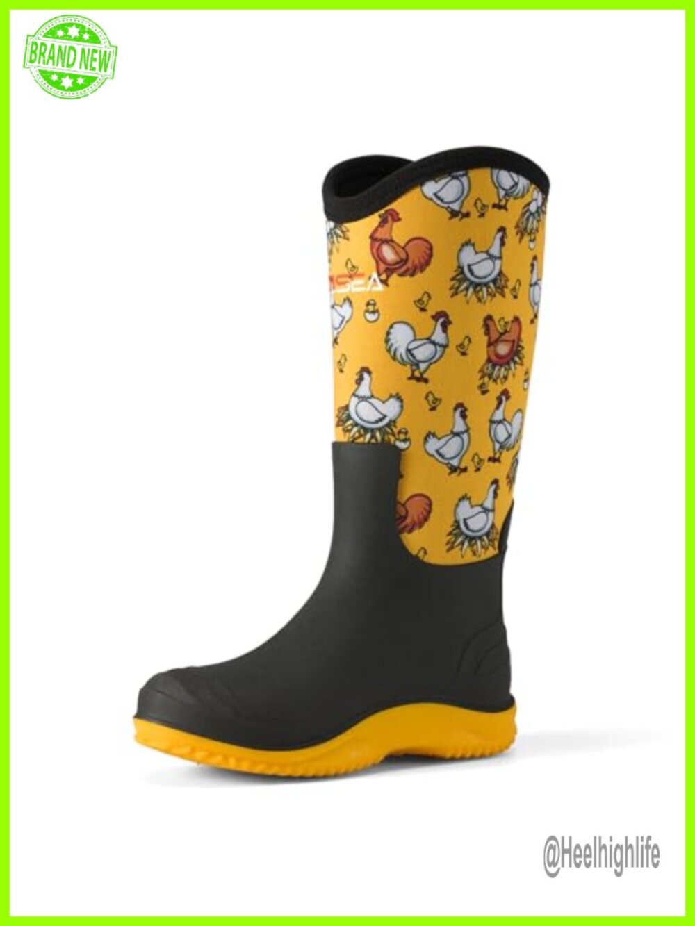 HISEA Women's Mud Rain Boots Waterproof Tall Neoprene Garden Shoes
